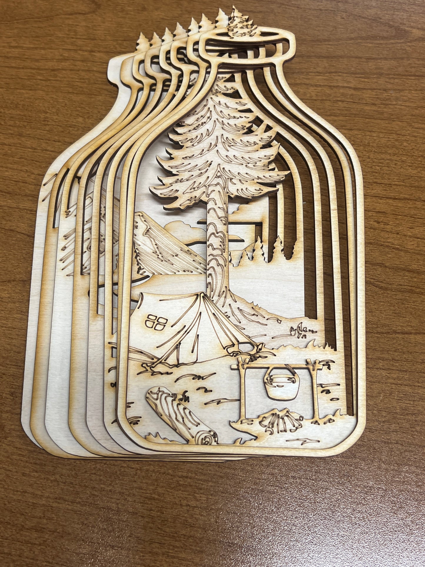 Bottle with Camping Scene - Separate Pieces